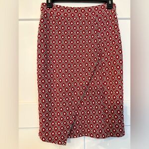 Maeve Anthropologie Red and White Geometric Pencil Skirt